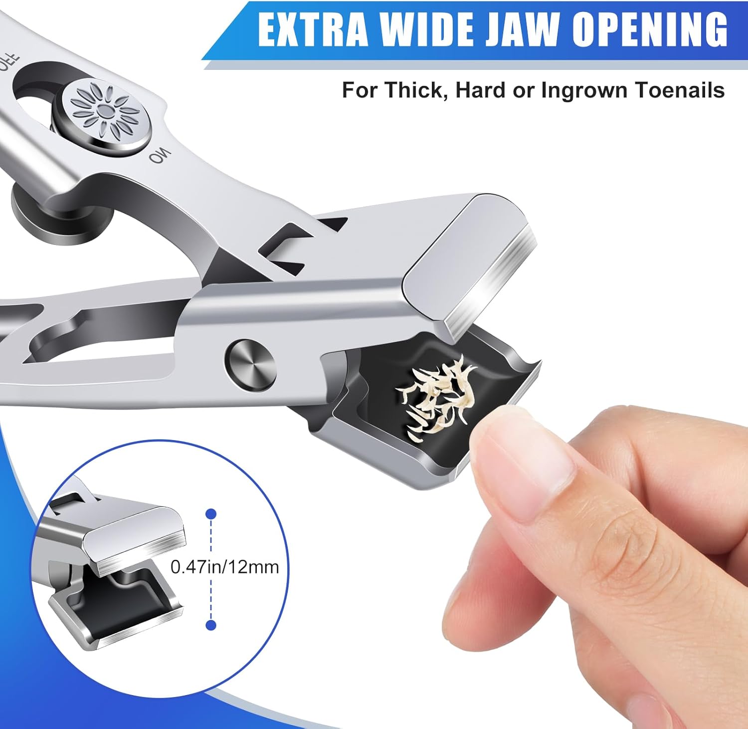 German-Engineered Heavy Duty Nail Clippers for Thick Nails, Wide Jaw Toenail Cutter with Catcher - Image 2