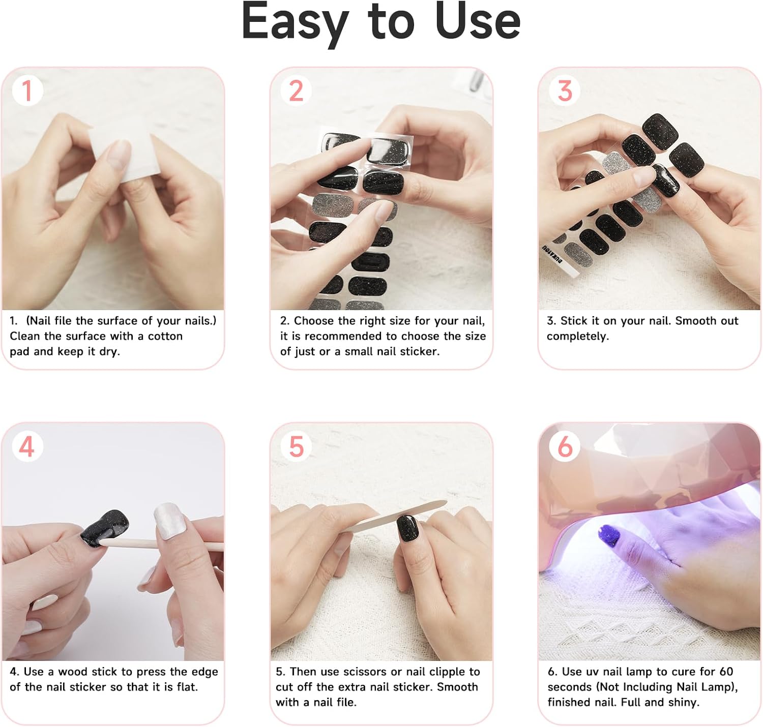 Blue Horizon 28 Piece Semi-Cured Gel Nail Strips for DIY Application with UV Lamp - Image 6