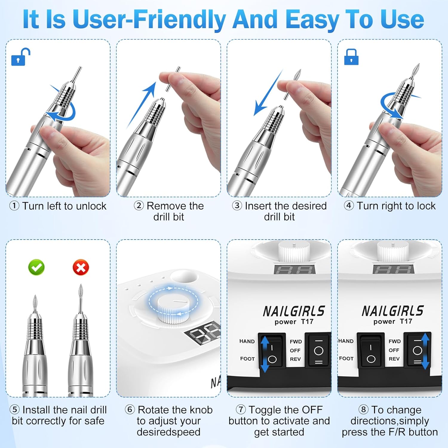 Portable 35000RPM Electric Nail Drill Machine Kit for Gel and Acrylic Nails - Image 3