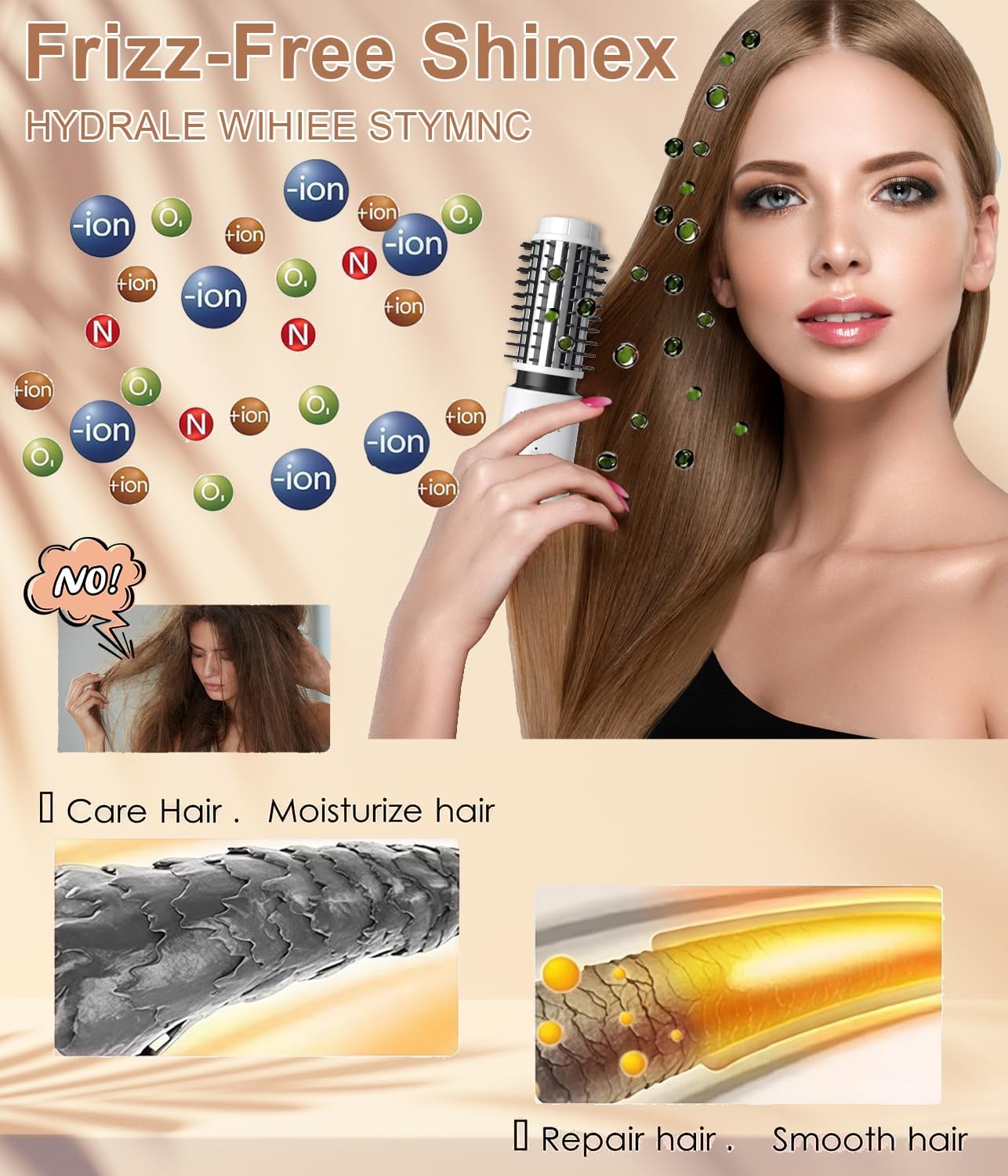 Portable 3-in-1 Cordless Mini Hair Curling Iron Brush, 1.5 Inch, Rechargeable Travel Tool, White - Image 4