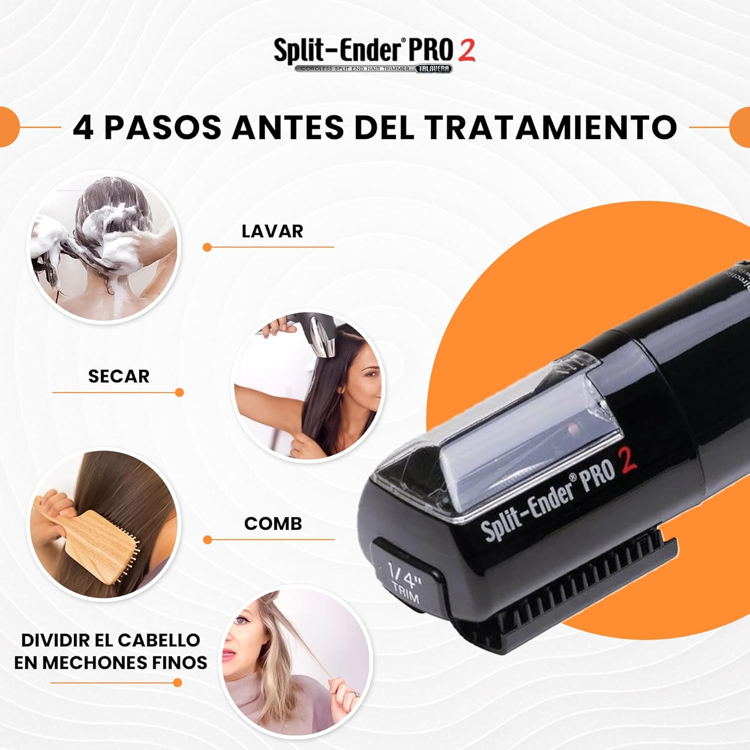 Pro 2 Cordless Split End Hair Trimmer Rechargeable 2-in-1 Clipper for All Hair Types Black - Image 6