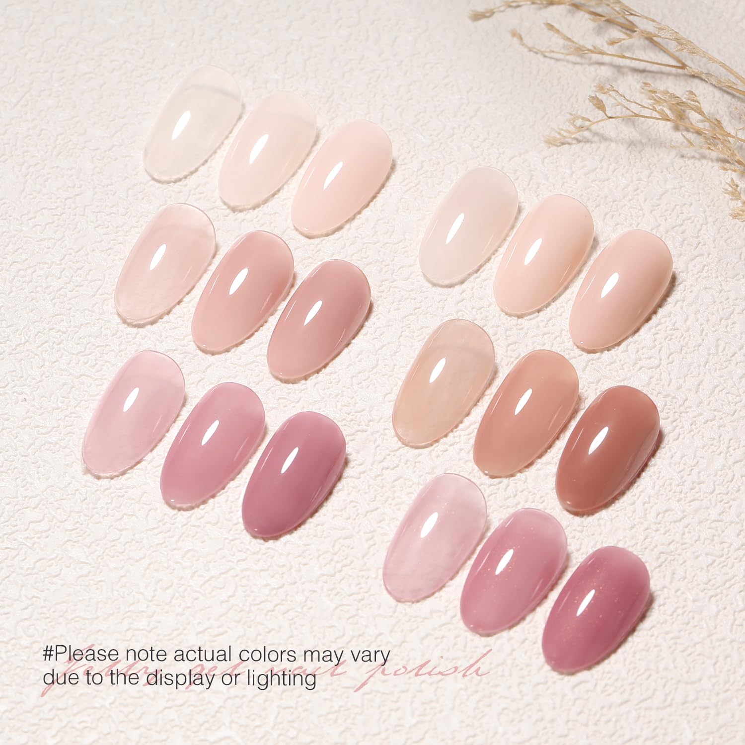 Jelly Nude Gel Nail Polish Set 6 Neutral Sheer Colors for DIY Manicure - Image 2