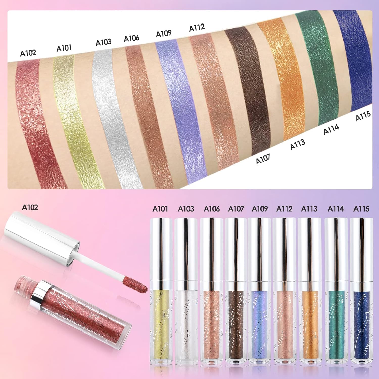 12 Colors Liquid Eyeshadow Set - Long Lasting Waterproof Shimmer and Matte for Parties - Image 2