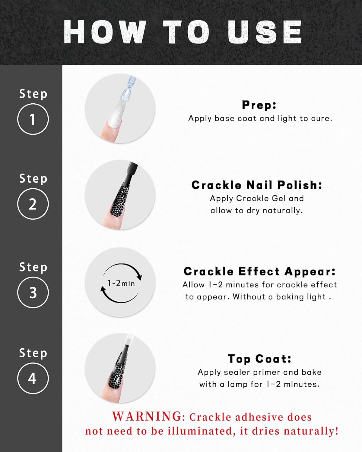 3D Crackle Gel Nail Polish Kit 2PCS Silver Base White Crackle Glue - Image 6