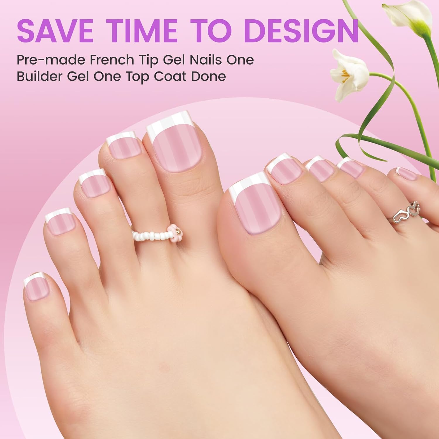 SITELENABY French Toenail Tips Soft Gel 180 pcs 15 Sizes Press On Nails - Image 4