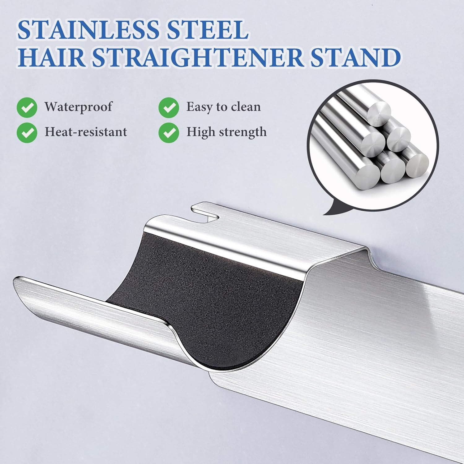 Stainless Steel Curling Iron Holder Wall Mount for Hot Iron Straightener Bathroom Organizer - Image 7