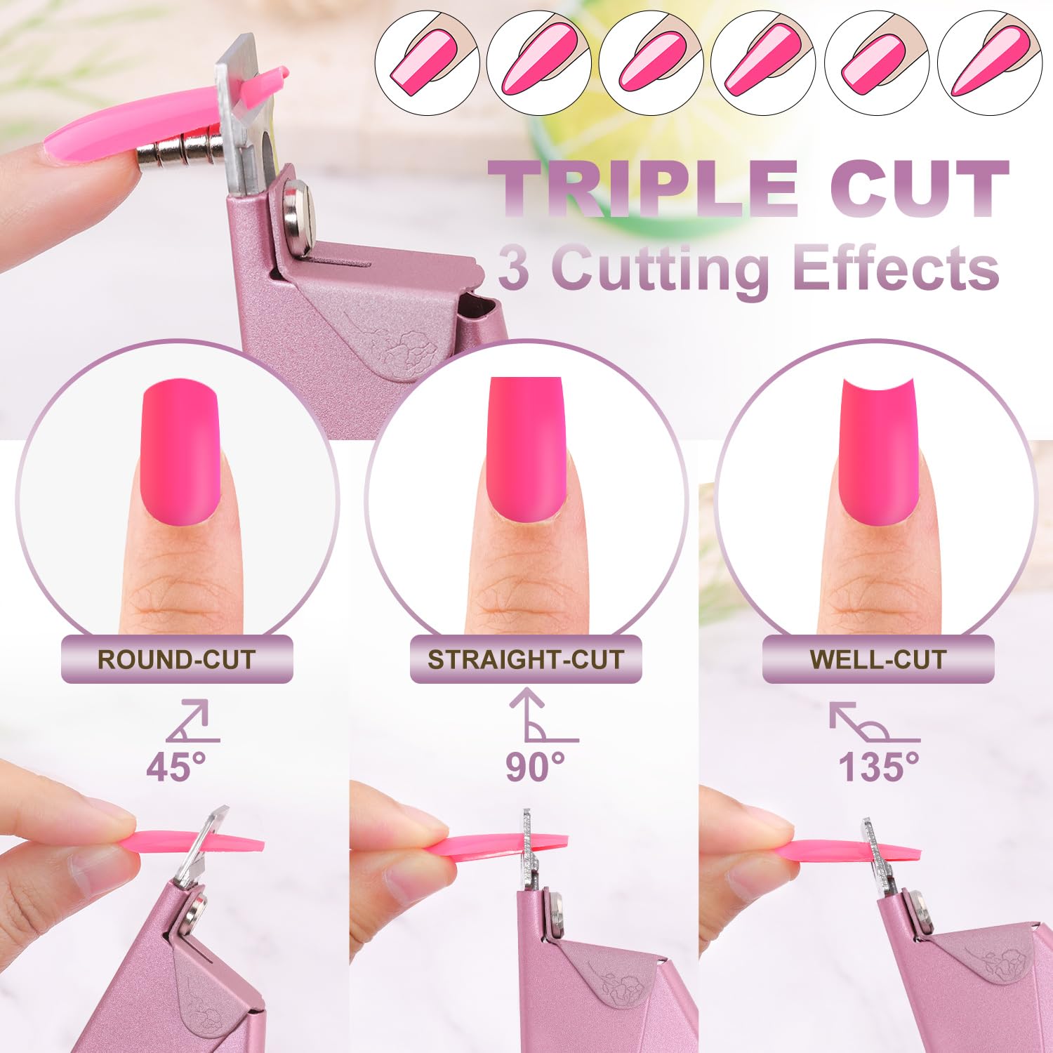 Light Pink Matte Nail Clippers with Magnetic Sizers for Acrylic and Artificial Nails - Image 4