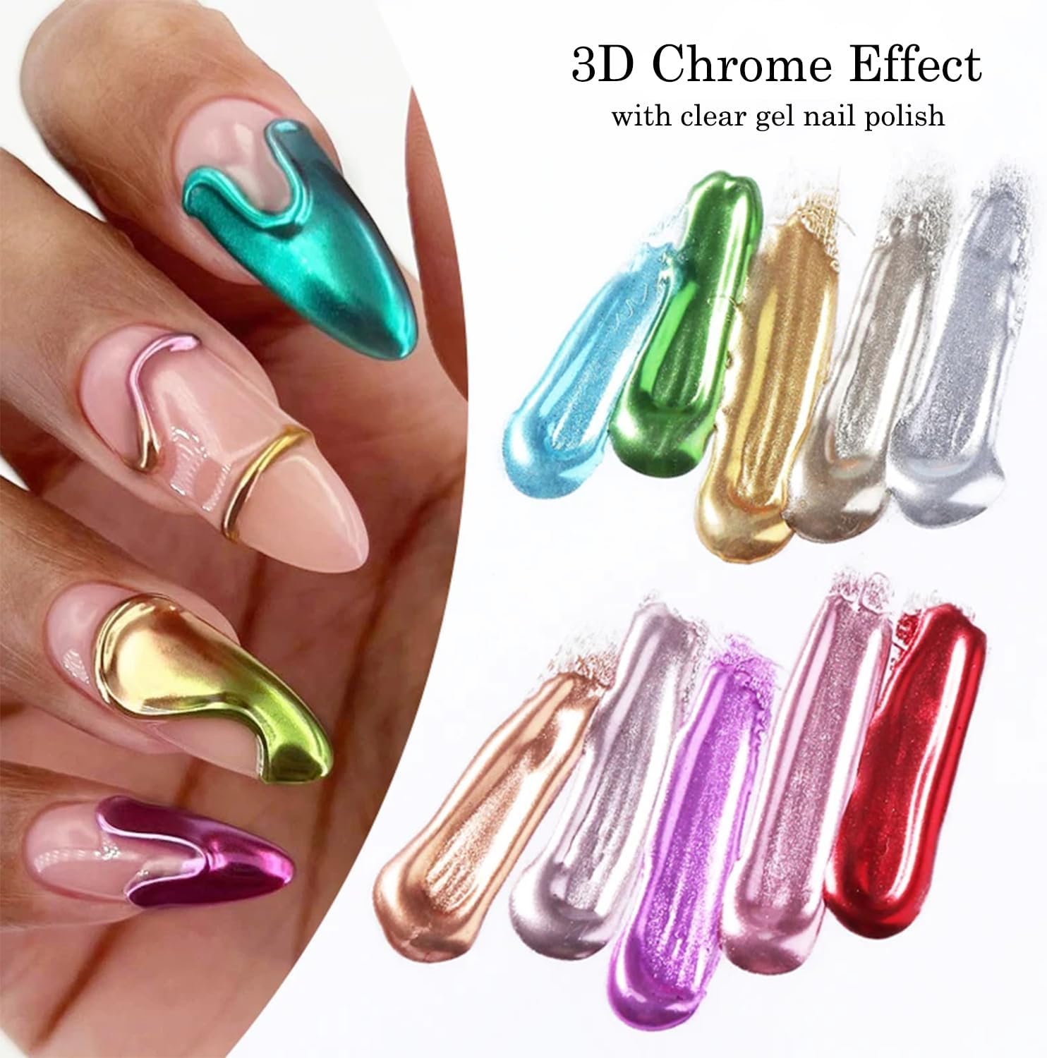 Holographic Purple Chrome Nail Powder for Gel Polish Reflective Aurora Pigment Tool - Image 6
