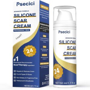 Scar Cream,Advanced Scar Gel,Silicone Scar Gel,Scar Removal Cream for Surgical Scars,Burn,Acne,Stretch Mark,Keloid Bump,C Section Scars 1.7 oz(50g), Blue