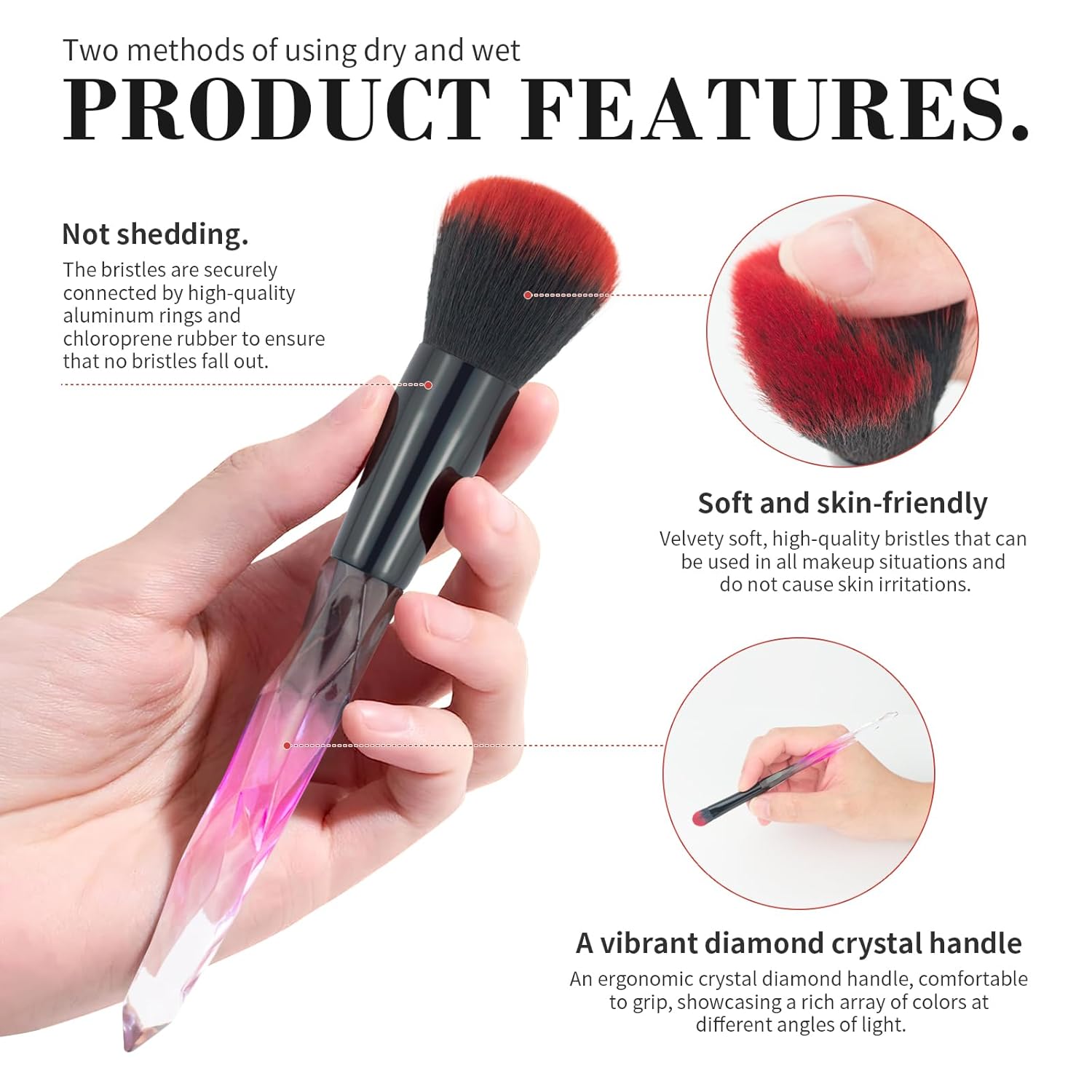 Transparent Handle Makeup Brush Set for Foundation, Blush, and Eye Shadow Application - Image 3