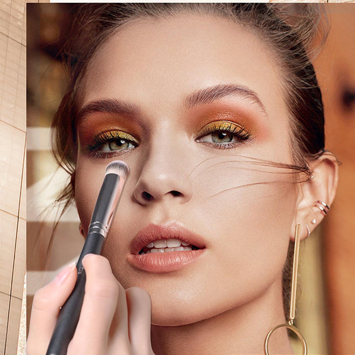 ELESDA Angled Foundation and Concealer Makeup Brush for Flawless Liquid and Cream Application - Image 5