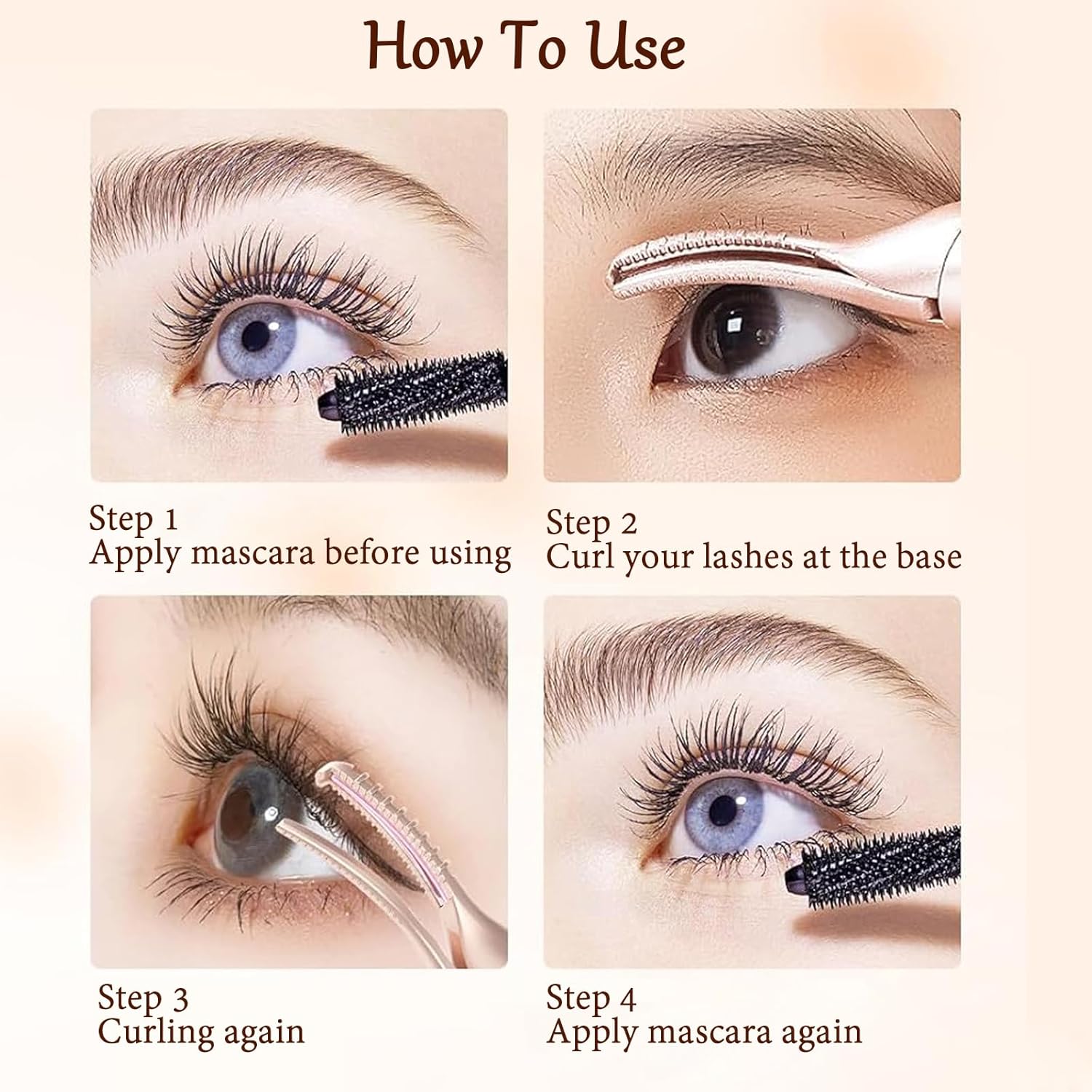 USB Rechargeable 2-in-1 Heated Eyelash Curler and Eyebrow Trimmer, 2 Temperature Modes - Image 5