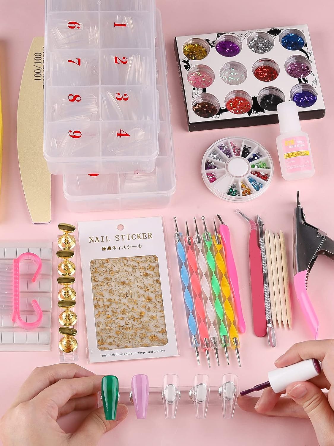 Kalolary 1000pc Clear Coffin Square Nail Tips Kit for DIY Nail Art Practice - Image 7