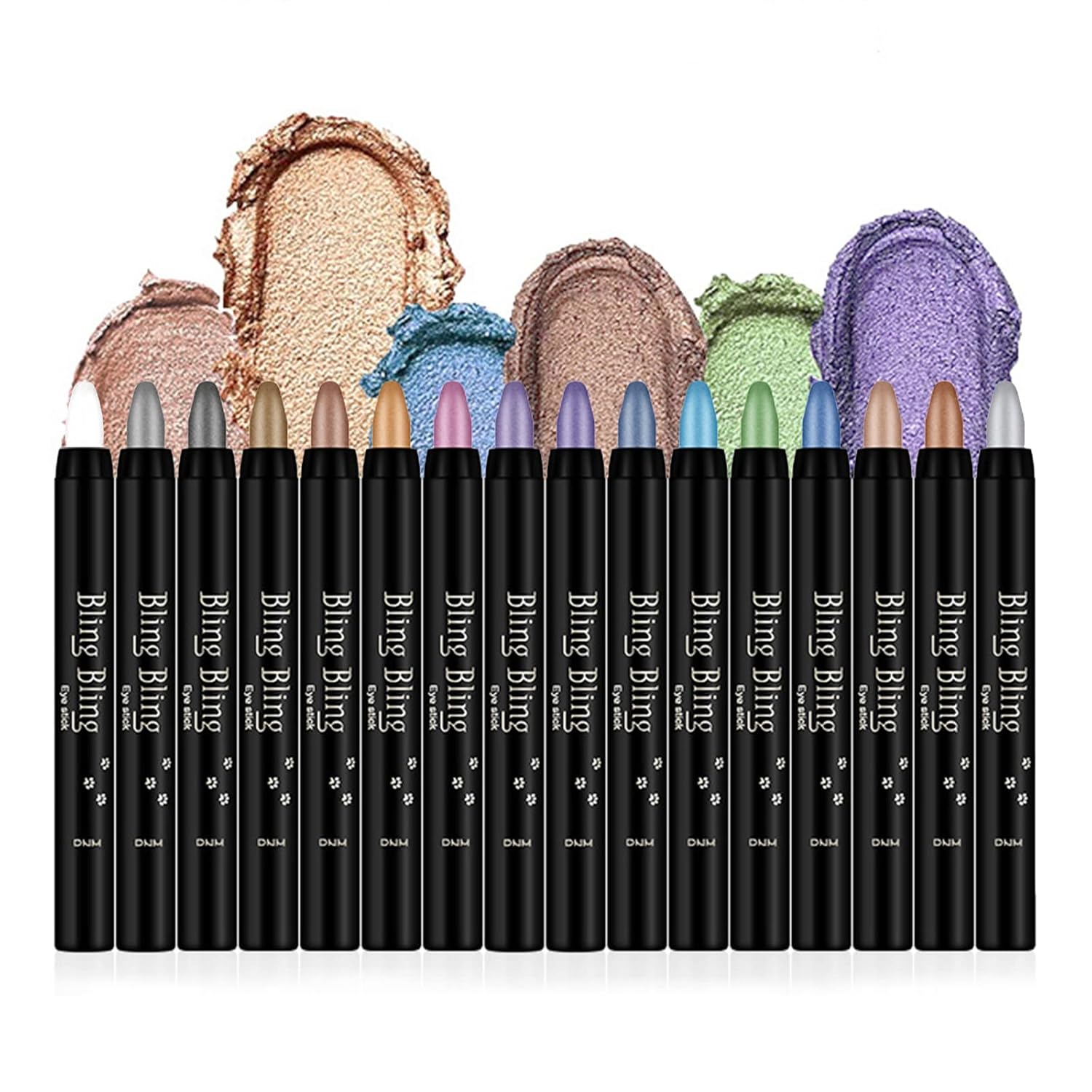 VolksRose 16 Colors Eyeshadow Shimmer Stick Set - Highlighter Eye Shadow, Colorful Pencil Crayon Creamy, Waterproof Pearly Sparkle Glitter Cream Pen EyeLiner Makeup for Women
