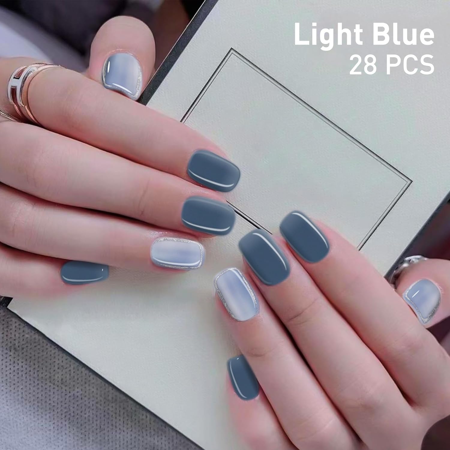 Blue Horizon 28 Piece Semi-Cured Gel Nail Strips for DIY Application with UV Lamp - Image 4