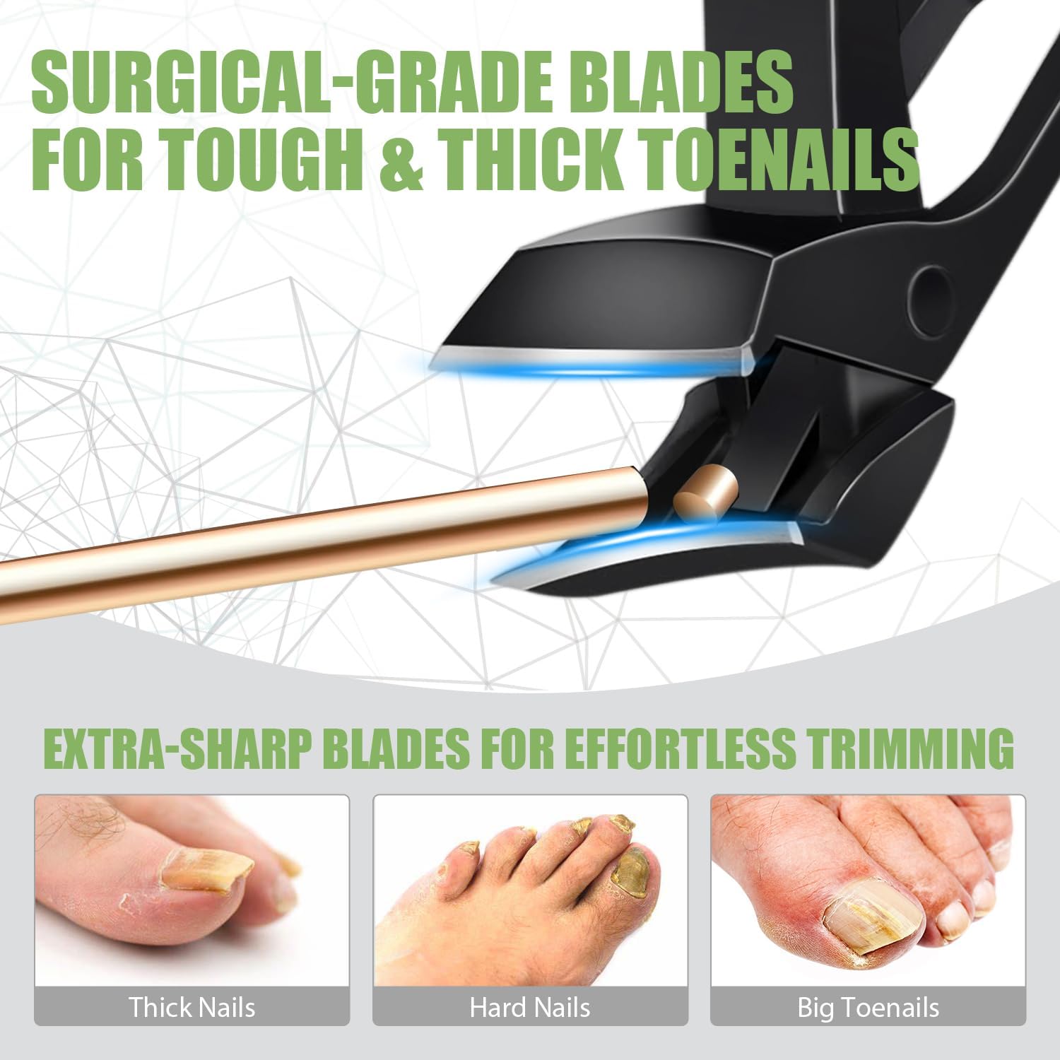 Heavy Duty Long Handle Toenail Clippers for Thick Nails with Built-in Catcher Adult and Senior Size - Image 3