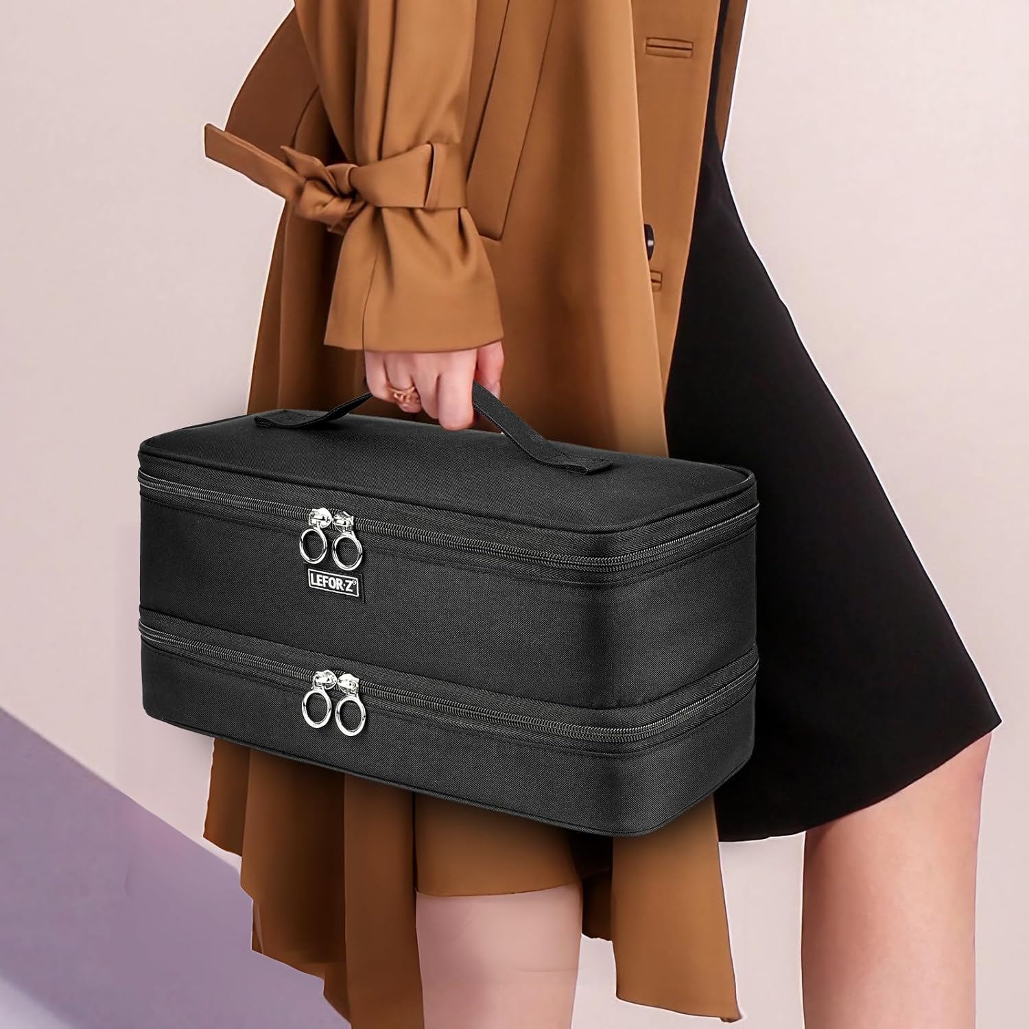 Black Double-Layer Travel Carrying Case for Shark Flexstyle and Dyson Airwrap Hair Dryers - Image 7
