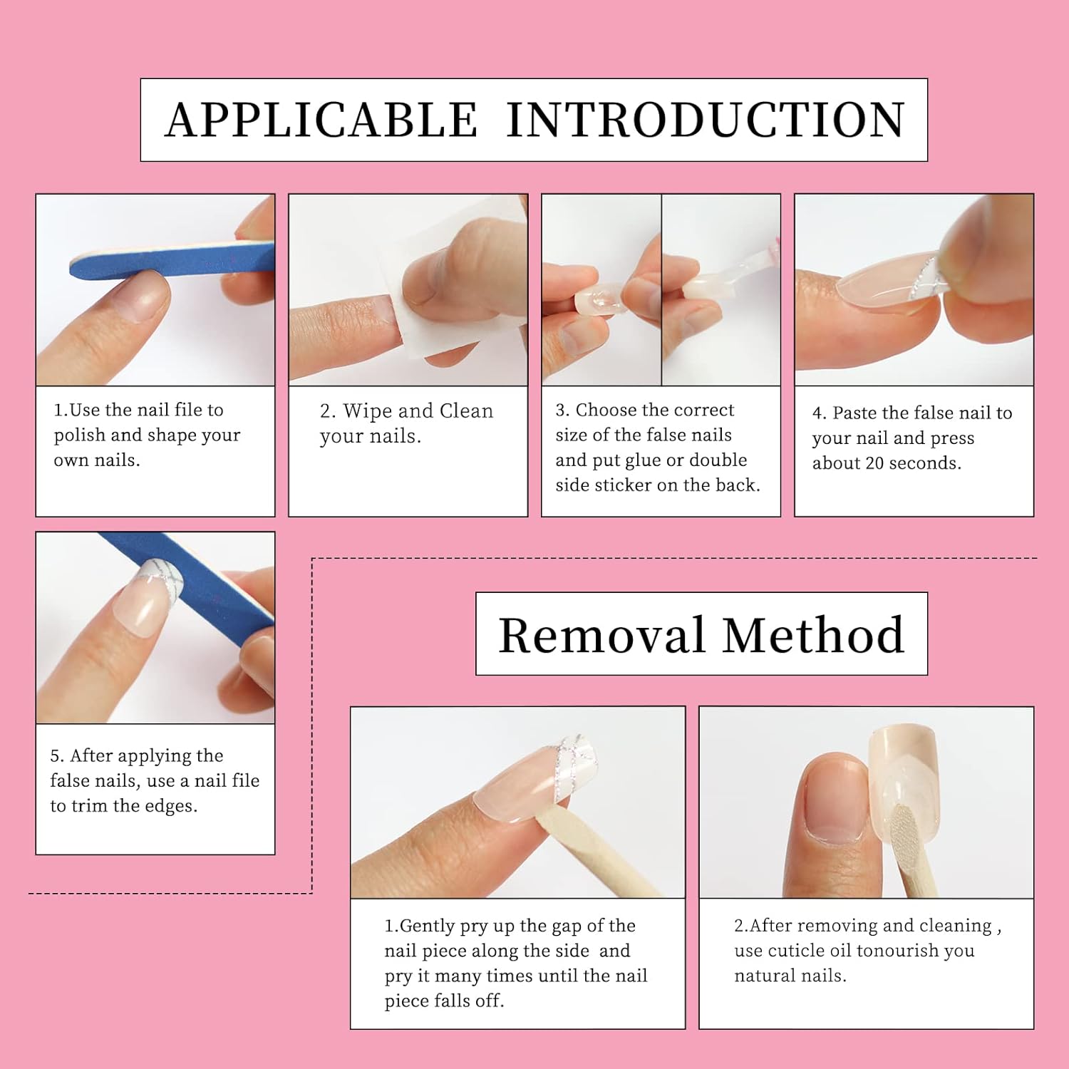 Medium Long Square Reusable Glitter Press-On Nails with Adhesive Tabs and File - Image 9