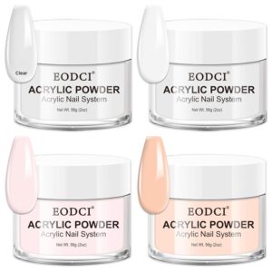 Acrylic Powder Set, 4 Colors Professional Pink Acrylic Powder Clear White Nude Acrylic Nail Powder Acrylic Nail Kit for Beginner Manicurist Nail Extension Home Salon Nail Care 2oz*4