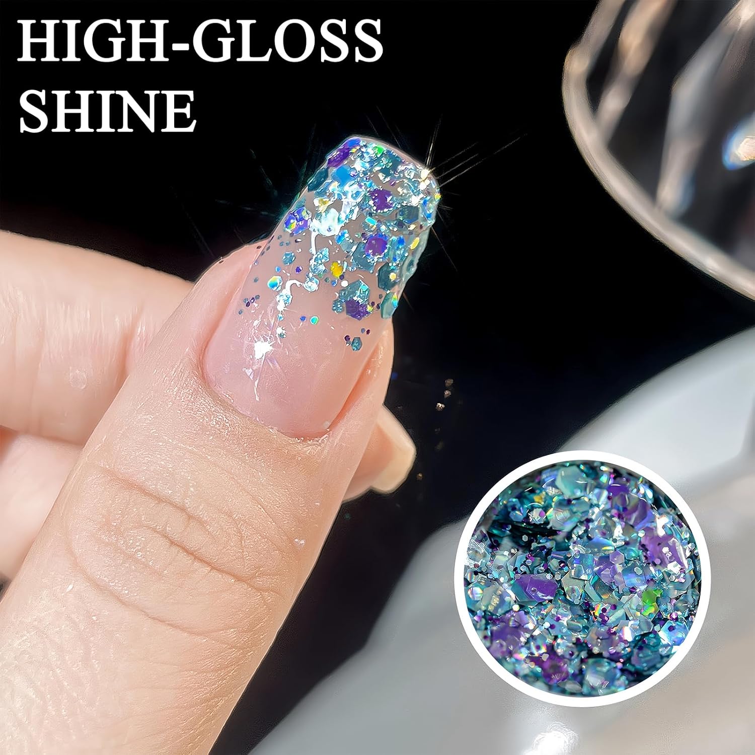 Sparkling 15ml Chunky Glitter Gel Nail Polish with High Gloss Reflective Finish for Girls - Image 3