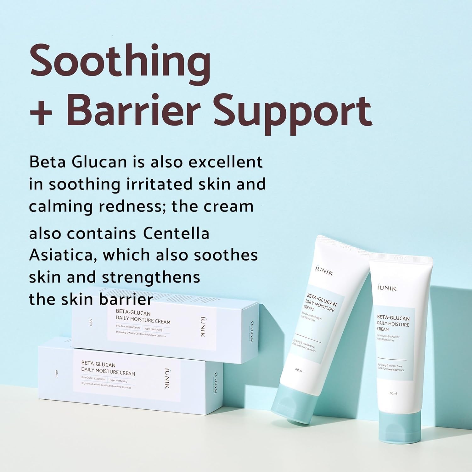IUNIK Beta-Glucan Vegan Moisturizing Cream 100ml for Dry Sensitive Skin - Image 4