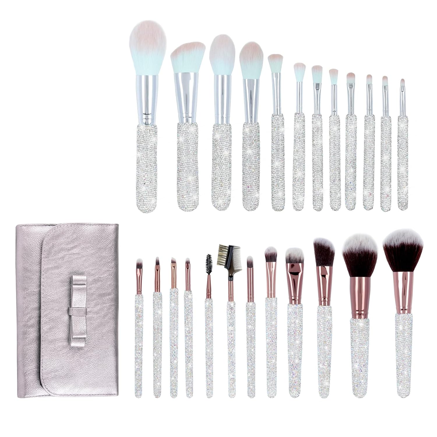 Bling Crystal Makeup Brushes Make Up Beauty Tool Glitter 12PCS & Makeup Brushes Bling Crystal Professional 12PCS(White)