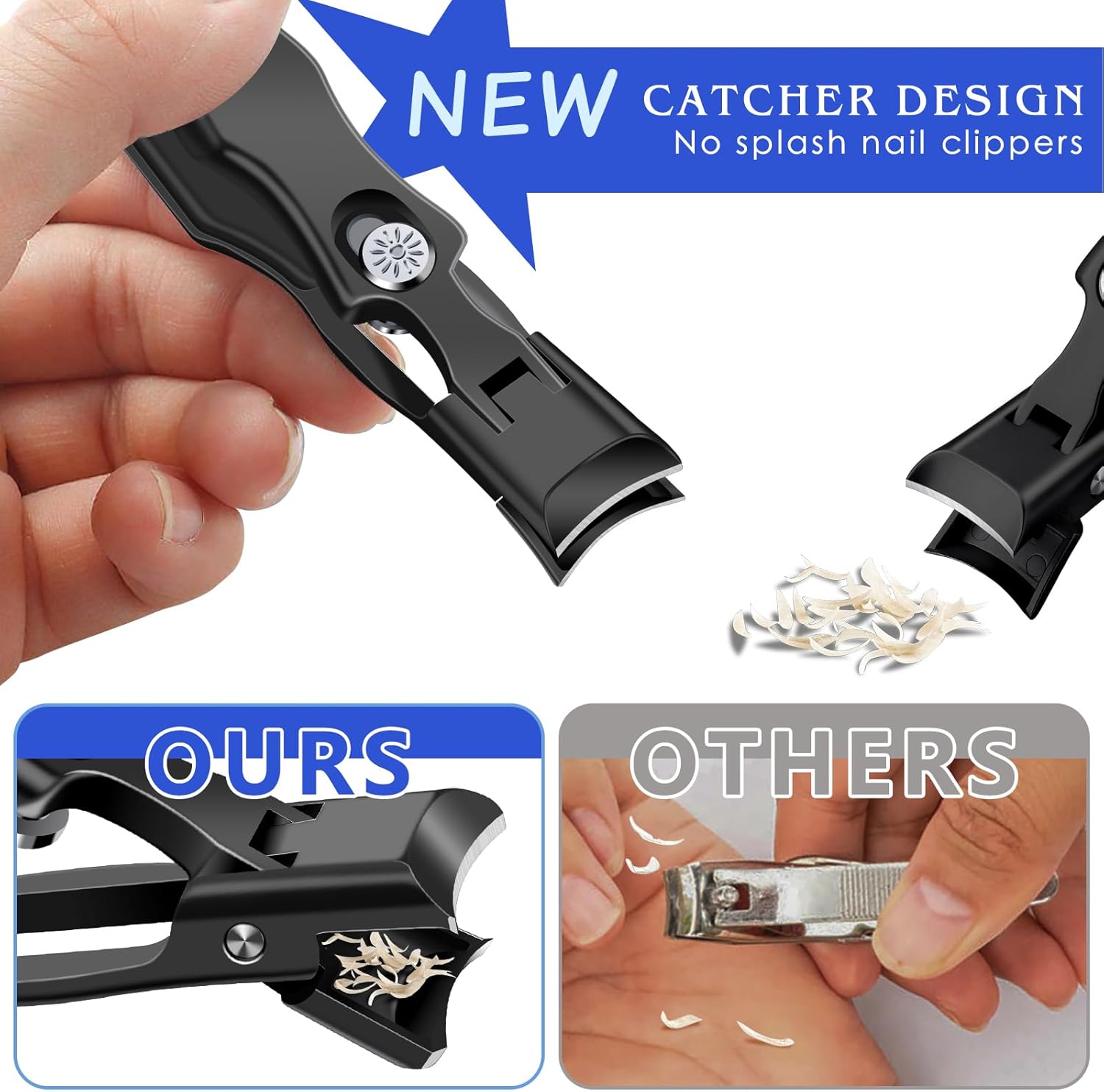 Heavy Duty German Stainless Steel Nail Clippers with Catcher for Thick Nails - Image 3