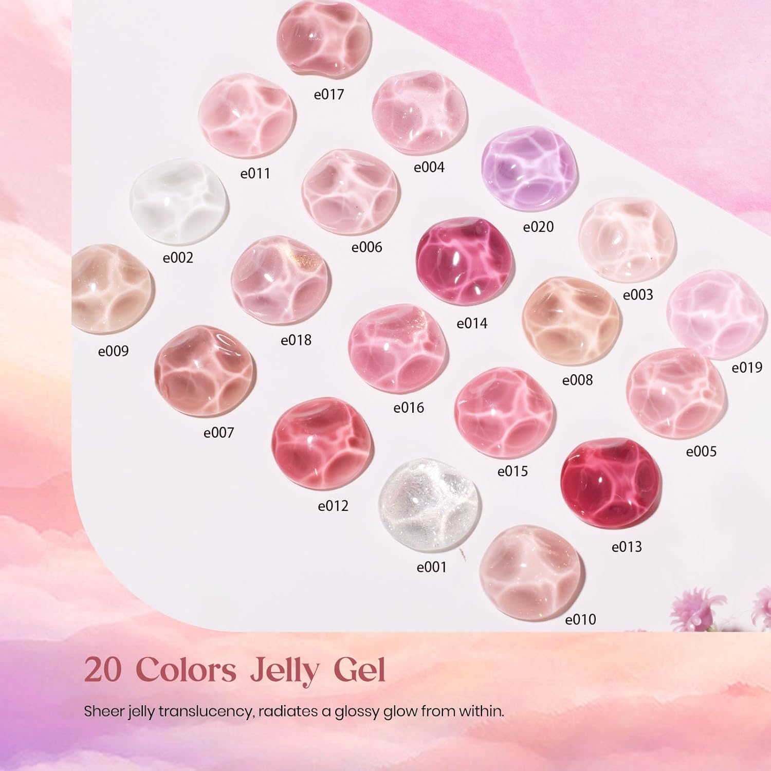 Beetles 25 Piece Pink Nude Gel Nail Polish Set 20 Colors with Base Top Coat - Image 2