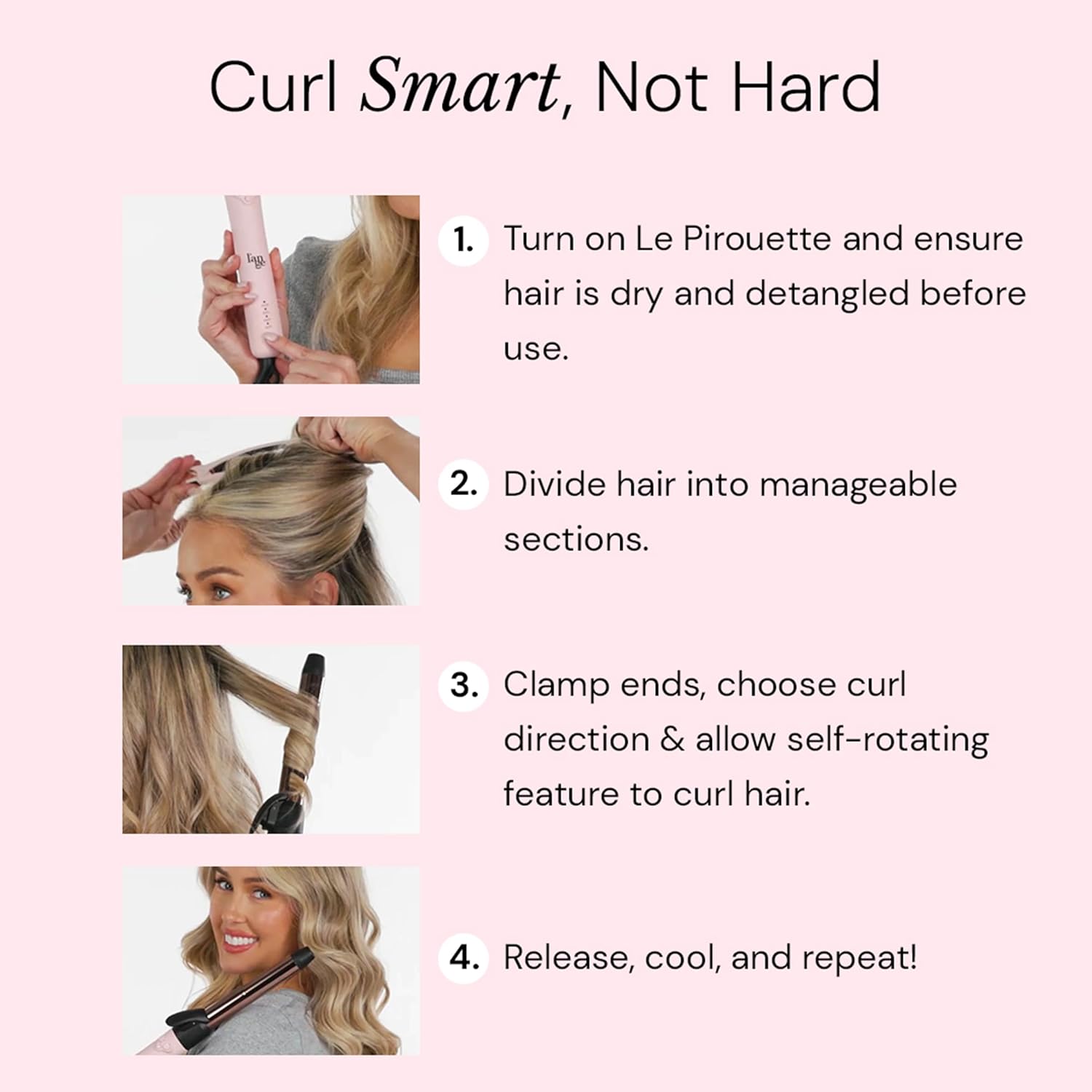L'ANGE HAIR Le Pirouette 25mm Titanium Curling Iron Blush with Adjustable Heat - Image 3