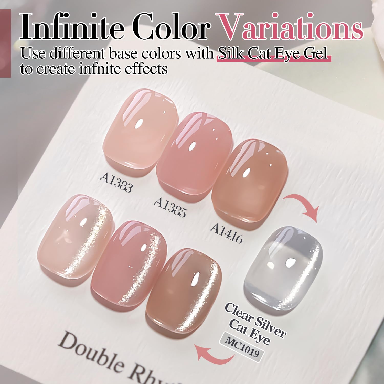 Double Rhythm 0.5 OZ Magnetic Cat Eye Gel Polish 15ML Silver Holographic Glitter - Image 7