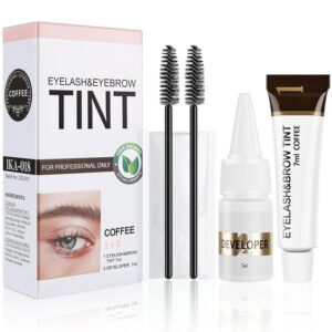 Lash Color Kit, Professional Dark Brown Color Set for Lashes and Brows, Natural Ingredients Long Lasting Safe & Easy to Use 7ml (Dark Brown)