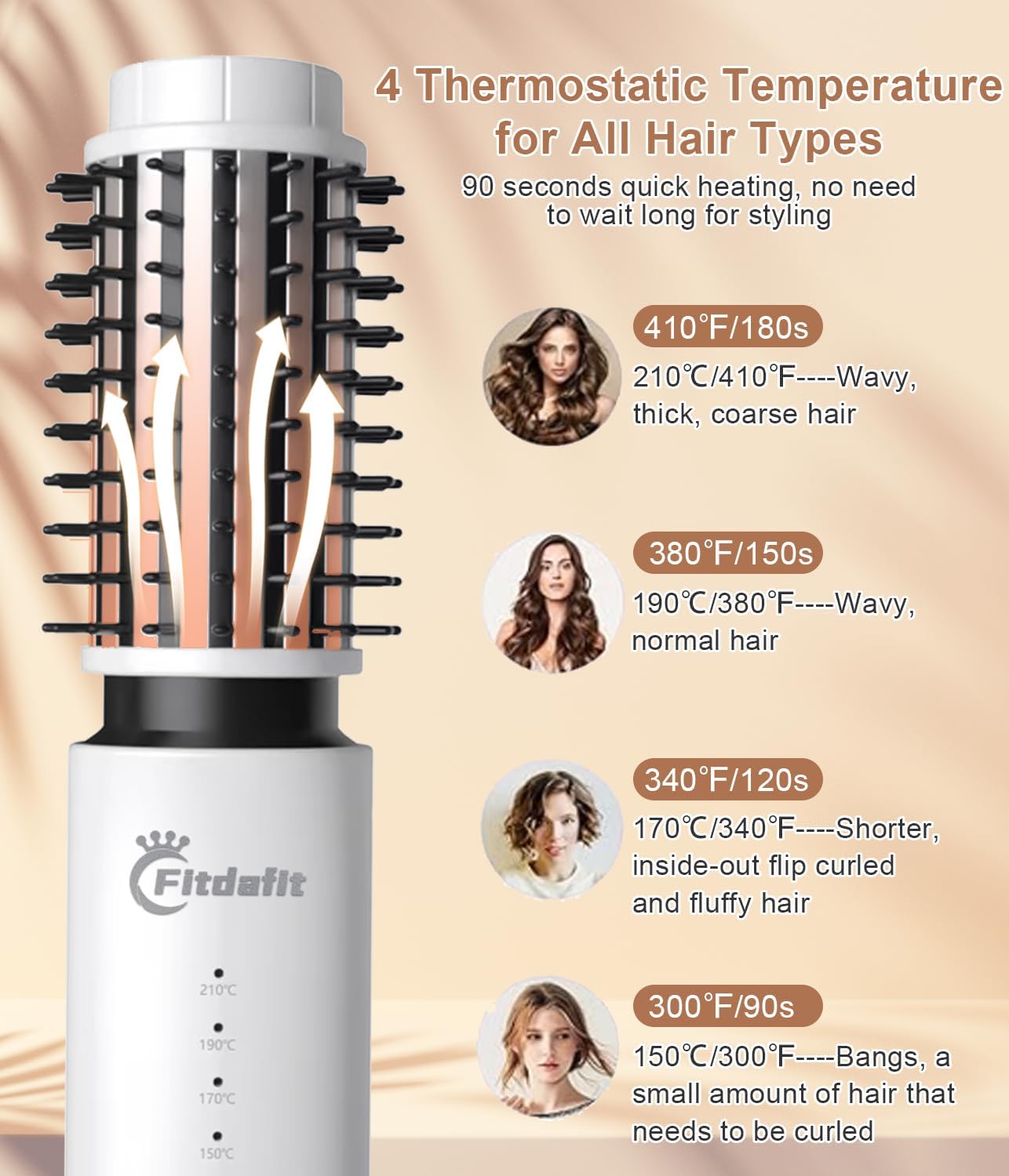 Portable 3-in-1 Cordless Mini Hair Curling Iron Brush, 1.5 Inch, Rechargeable Travel Tool, White - Image 6