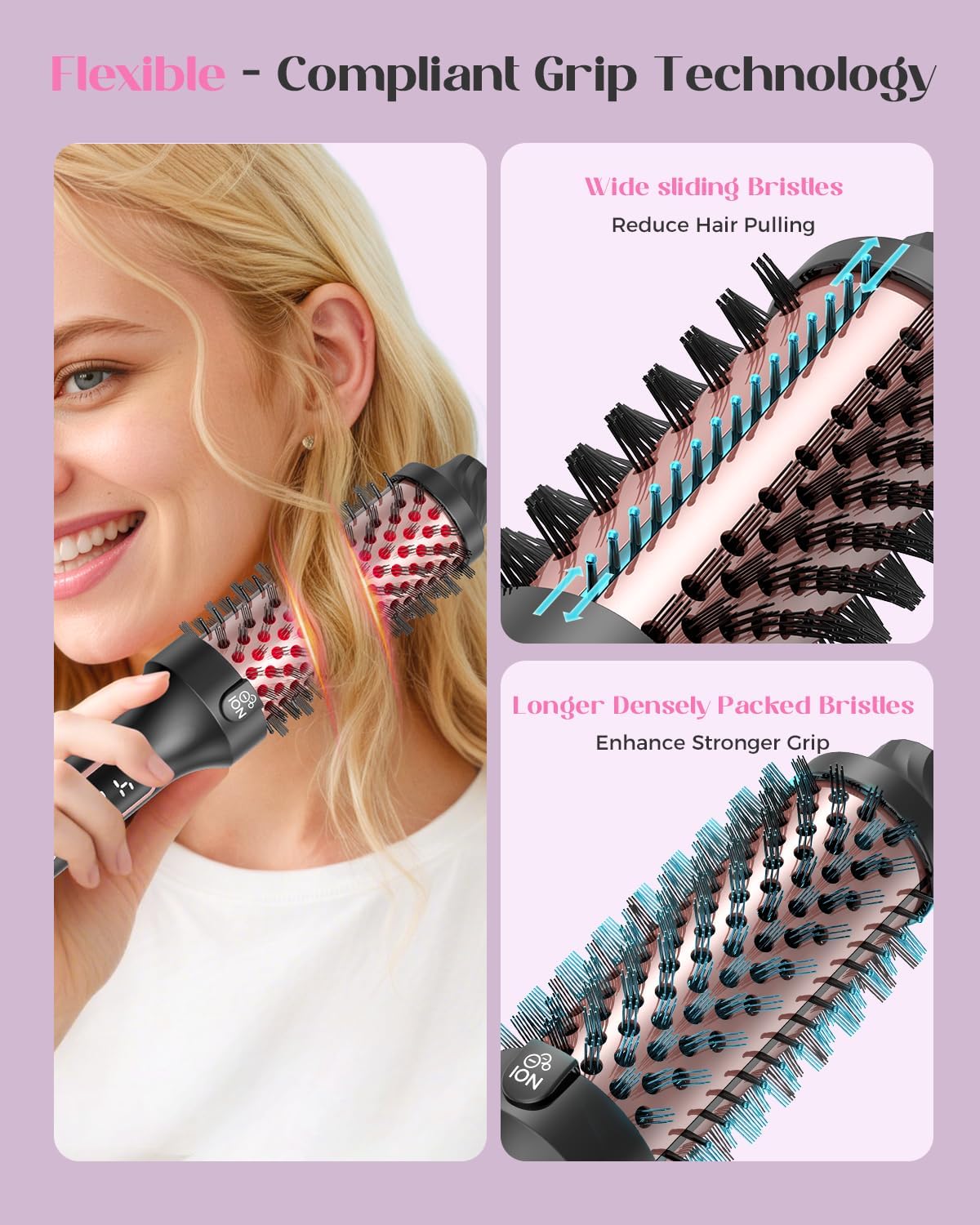 New Upgraded Infrared 5-Heat Setting Thermal Hair Dryer Brush with LED Display - Image 5