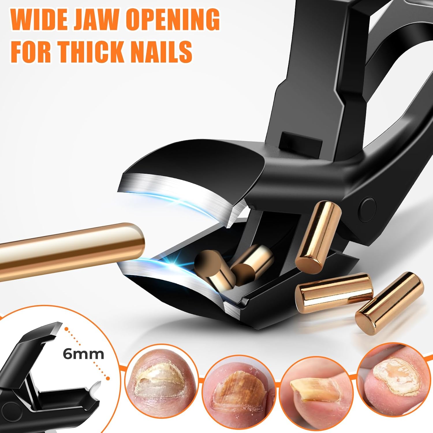 Senior-Friendly Angled Nail Clippers Wide Jaw for Thick Nails with Built-in Catcher - Image 3