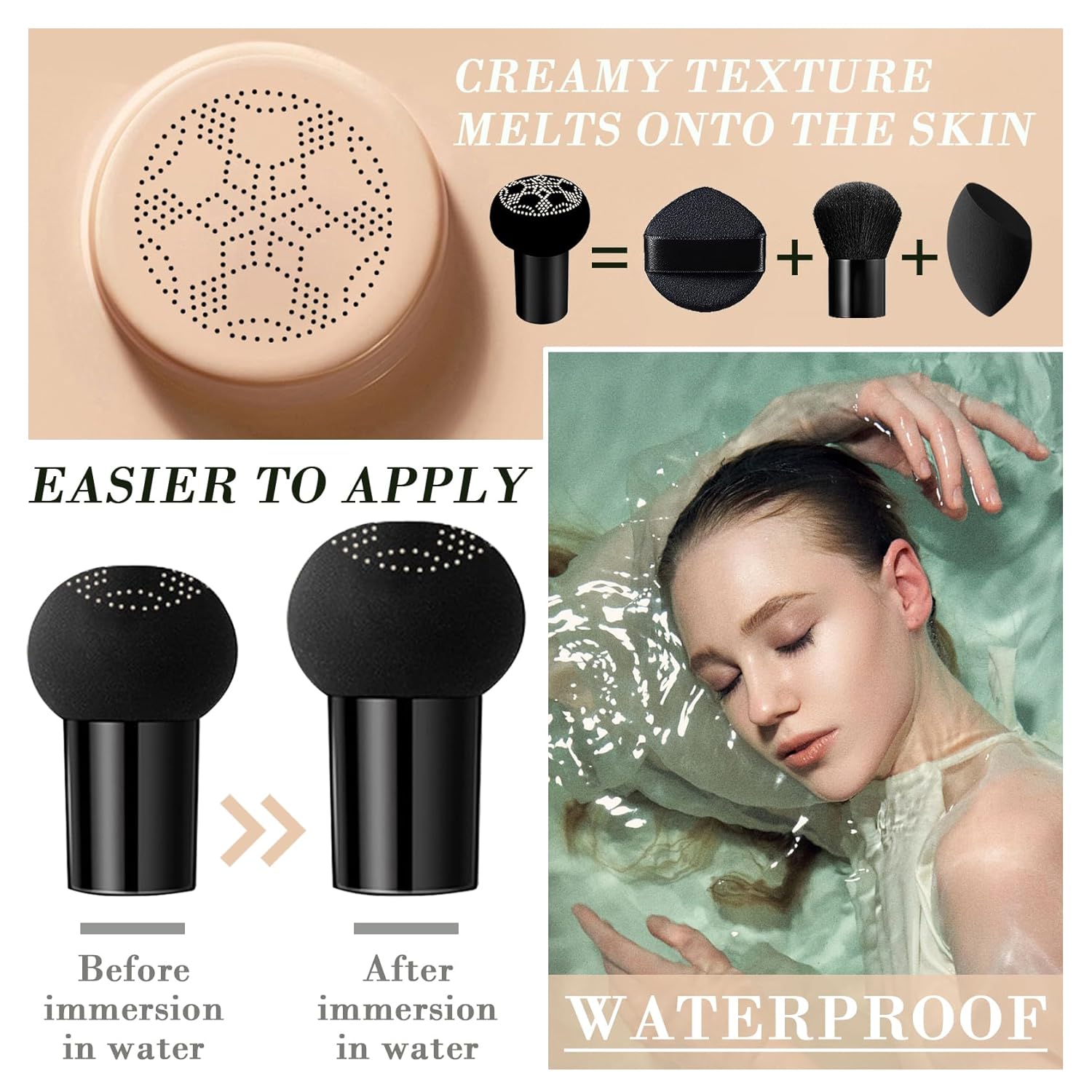 2-Piece Mushroom Head CC Cream Foundation and Setting Powder Makeup Set for All Skin Types - Image 5