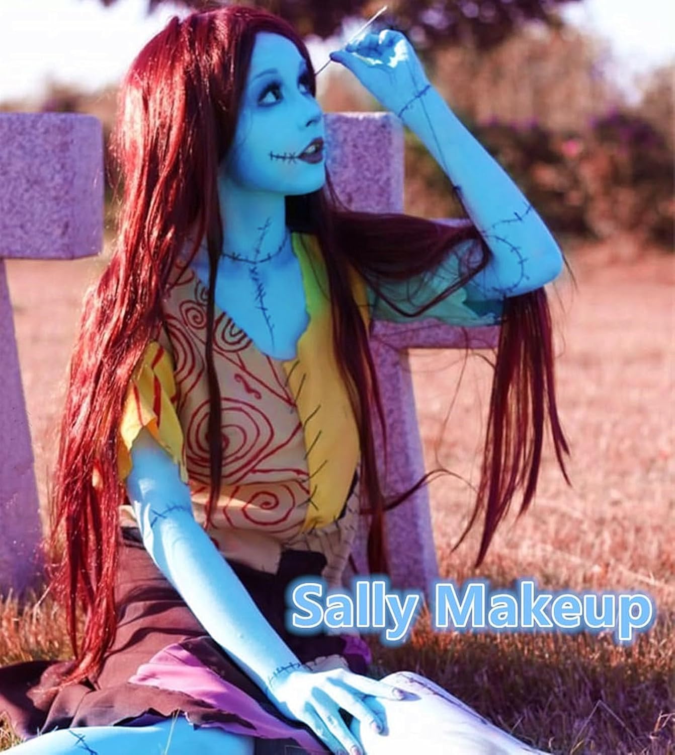 Go Ho Washable Light Blue Face and Body Paint, 2.37 oz Cream for Costumes Cosplay - Image 5