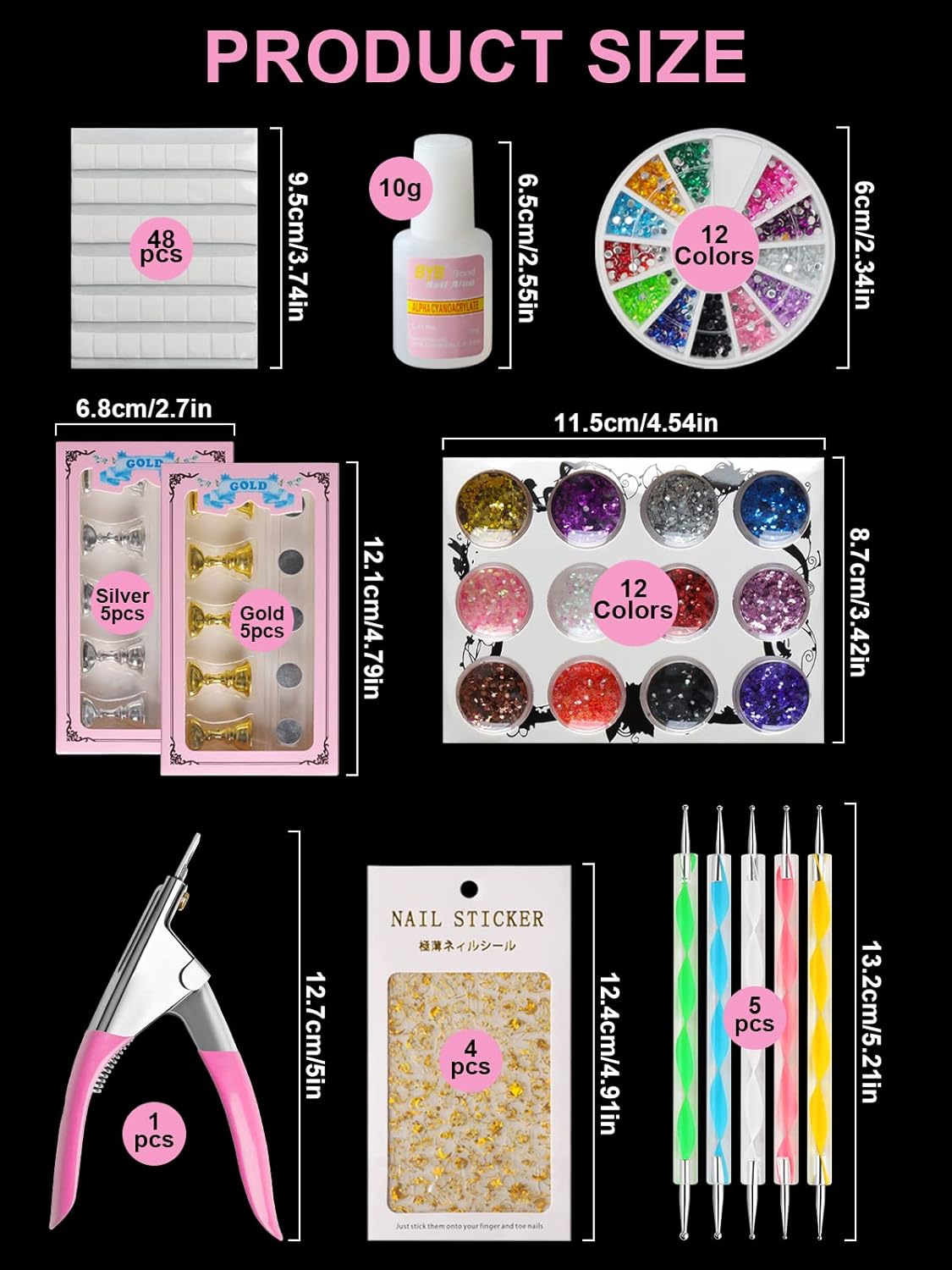 Kalolary 1000pc Clear Coffin Square Nail Tips Kit for DIY Nail Art Practice - Image 2
