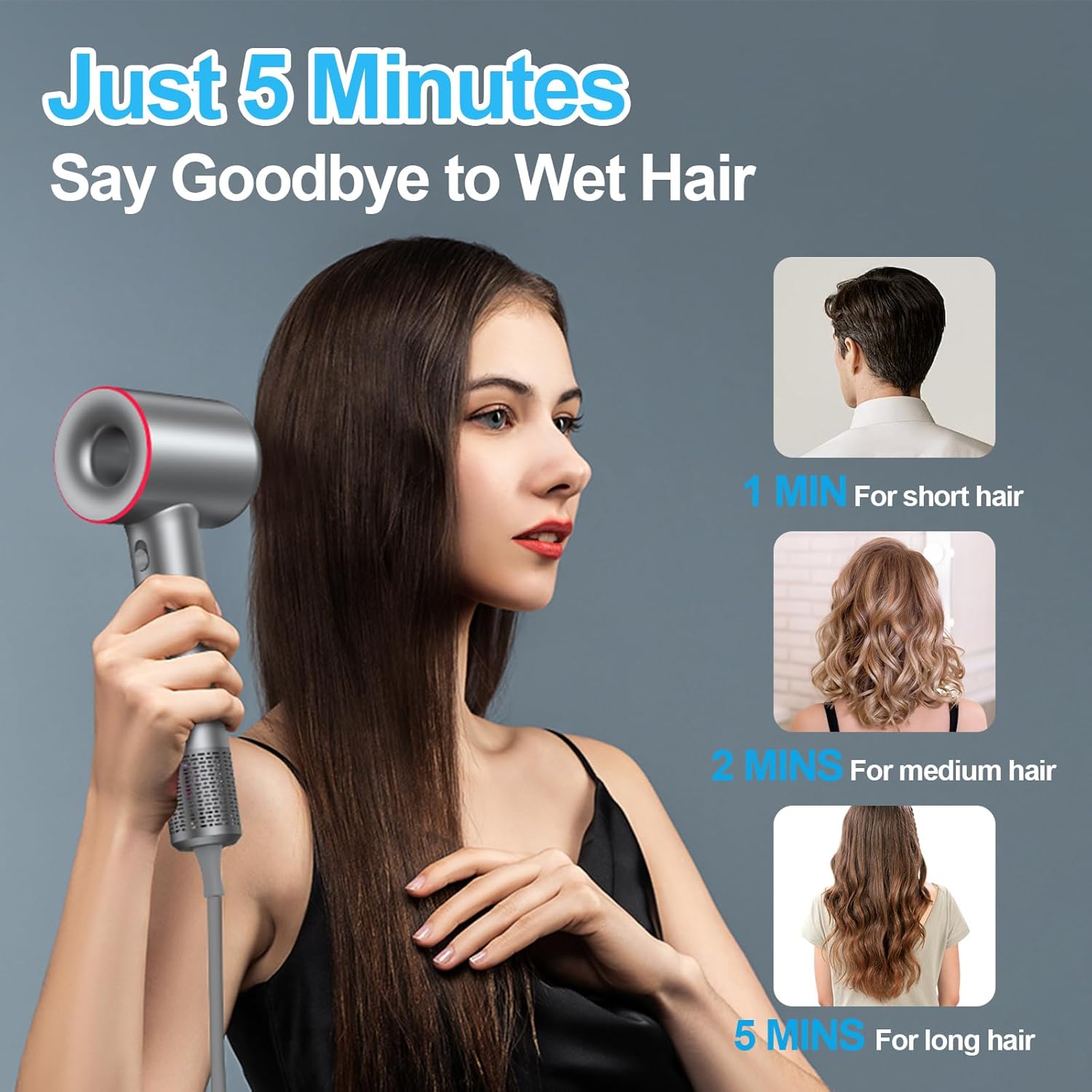 Ionic 1600W Hair Dryer with Diffuser, Brushless Motor, Quiet Operation, 4 Heat Settings, Lightweight - Image 2