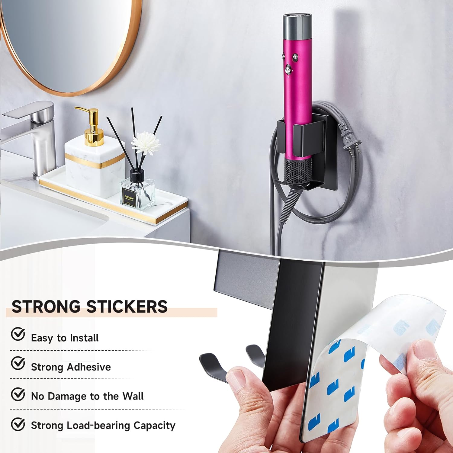 Stainless Steel Wall-Mounted Curling Iron Holder Hair Tool Organizer for Blow Dryers Flat Irons - Image 7