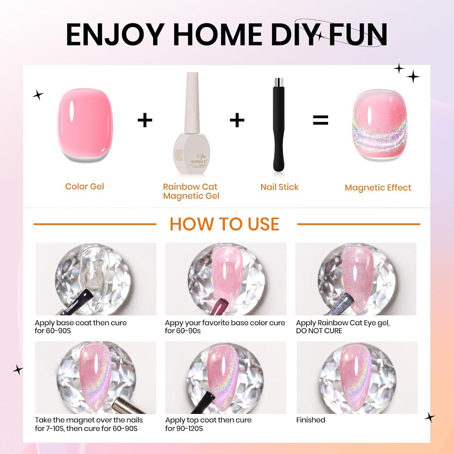 Rainbow Cat Eye Gel Polish 15ml Holographic 9D with Magnetic Stick for DIY Nail Art - Image 8