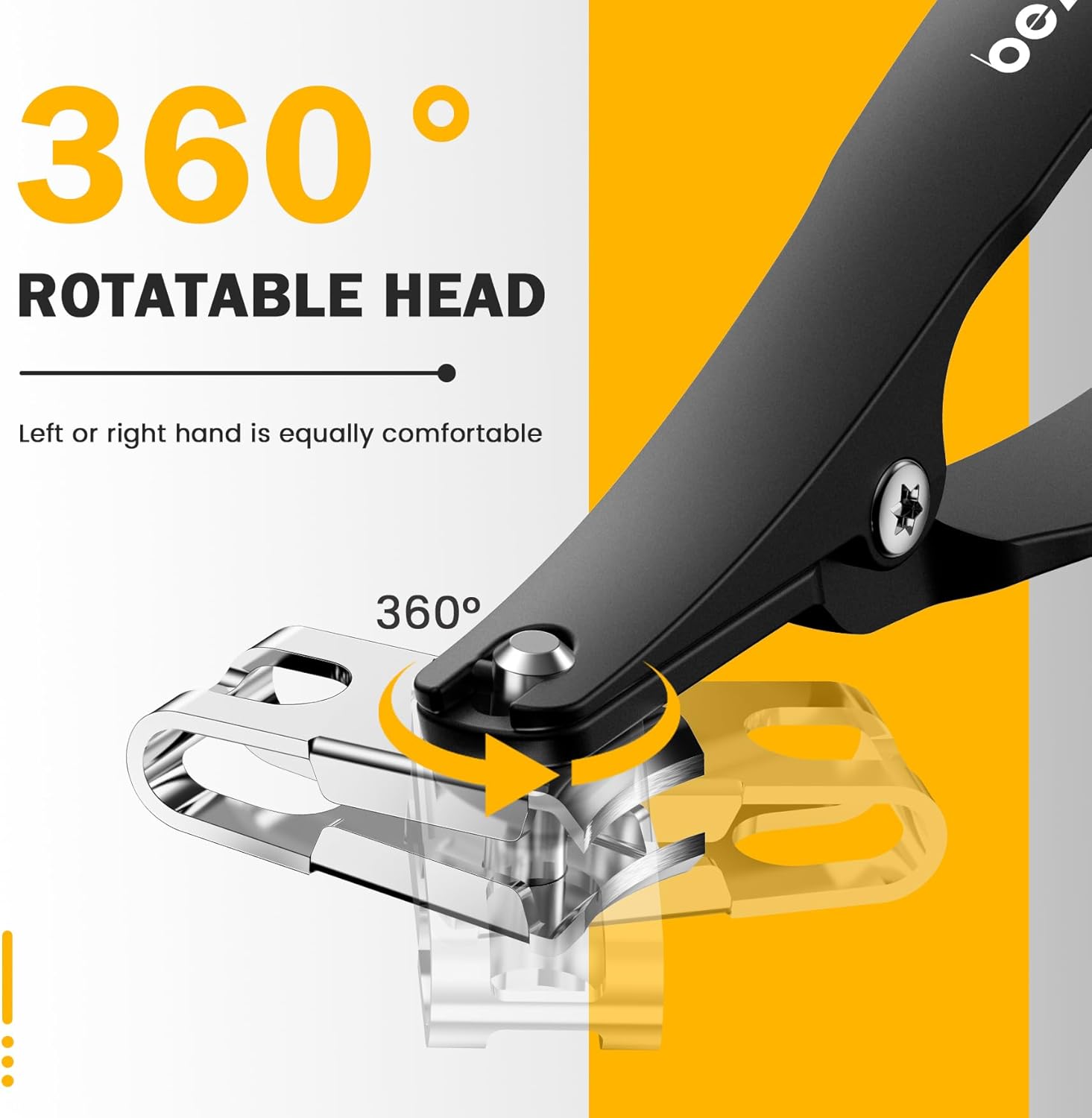 BEZOX Long Handle Toenail Clippers for Seniors, 360° Rotating Jaw, Ergonomic Grip, Stainless Steel - Image 2
