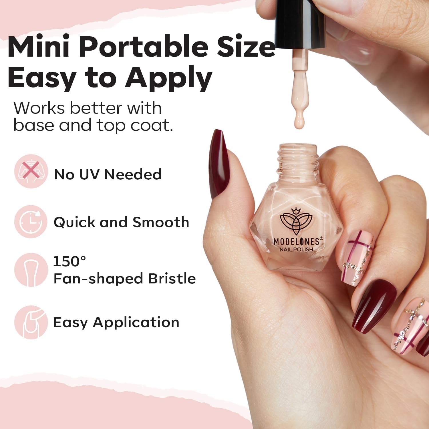 Modelones 6 Color Mini Nail Polish Set Glitter Finish Quick Dry for DIY Nail Art - Image 5