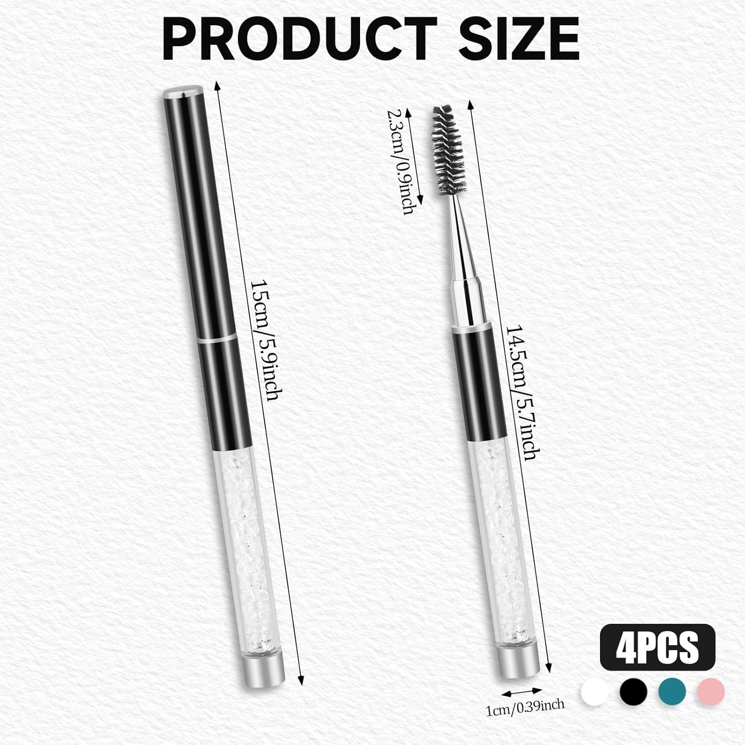 Reusable Mascara Wands with Cap 4 Pack Portable Eyelash Brush Applicators for Makeup - Image 2
