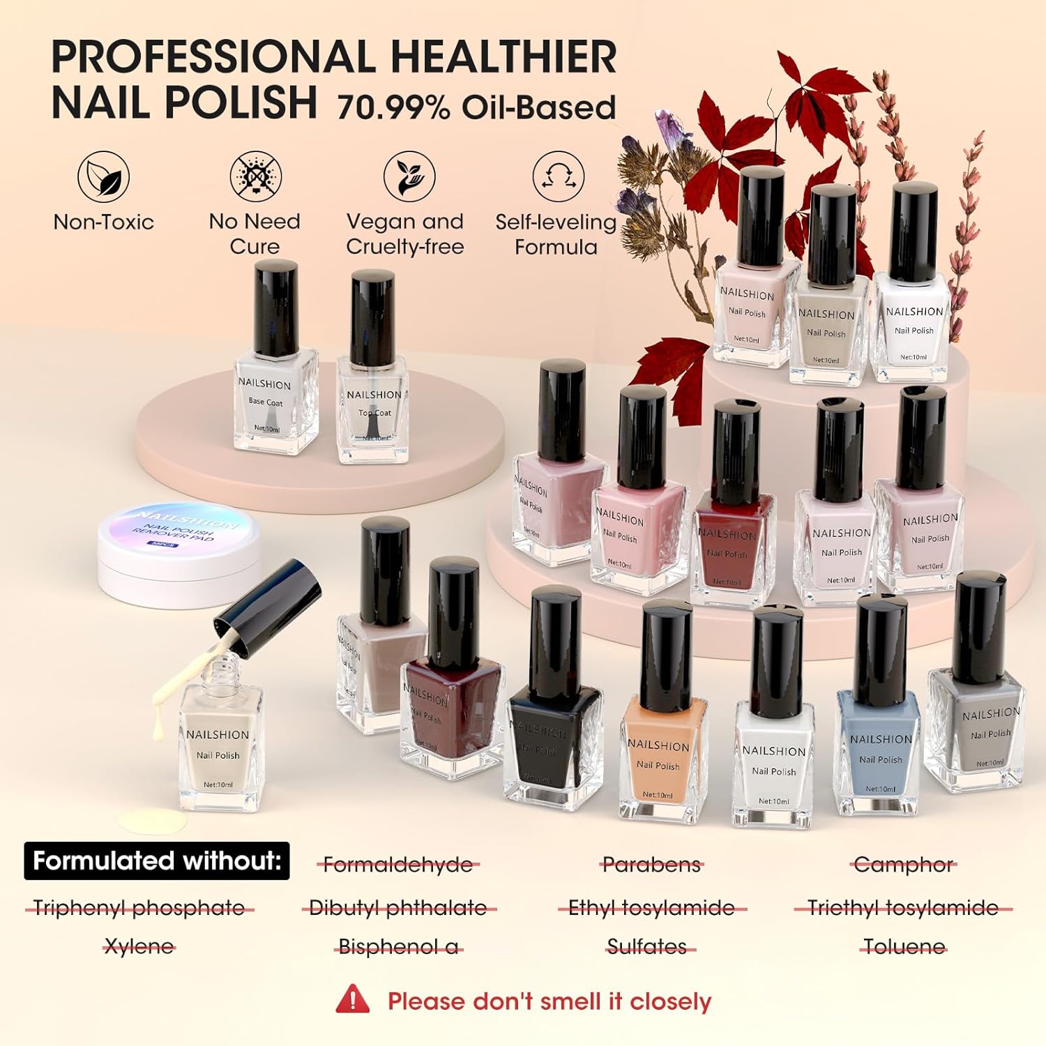 16-Color Fast-Drying Nail Polish Kit with Base, Top Coat & Remover Pads for Women - Image 7