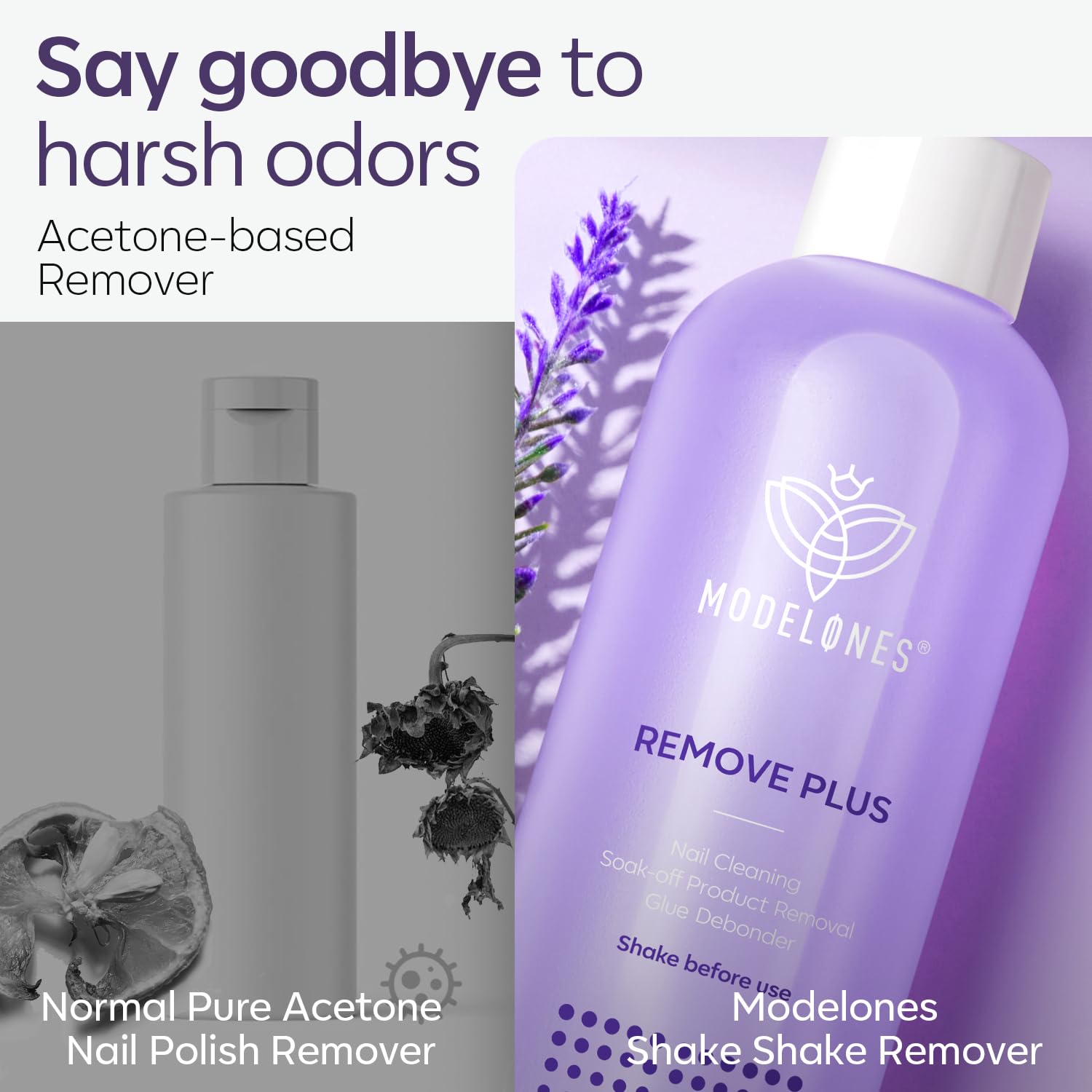 Modelones Lavender Gel and Acrylic Nail Polish Remover, 8 Fl Oz with Jojoba Oil - Image 7