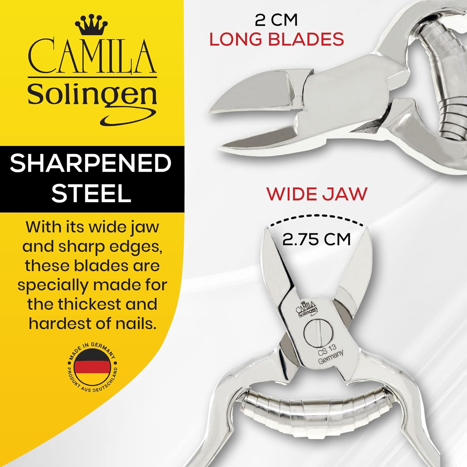 Large Heavy Duty CS13 Toe Nail Clipper for Thick Nails Stainless Steel 20mm Blade - Image 4