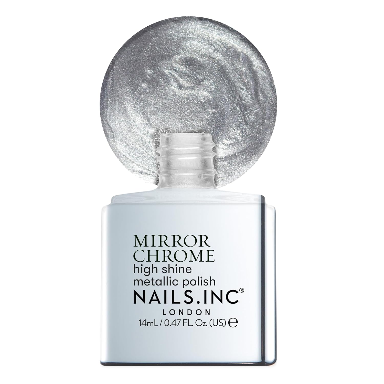 Nails Inc Silver Served Metallic Mirror Chrome Nail Polish 0.47 Fl Oz Vegan Quick Dry Finish - Image 4