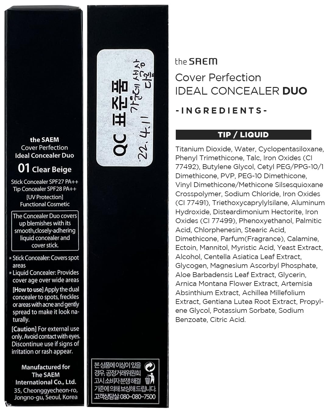 THESAEM Cover Perfection Ideal Concealer Duo 2 x 6g Clear Beige Full Coverage - Image 6