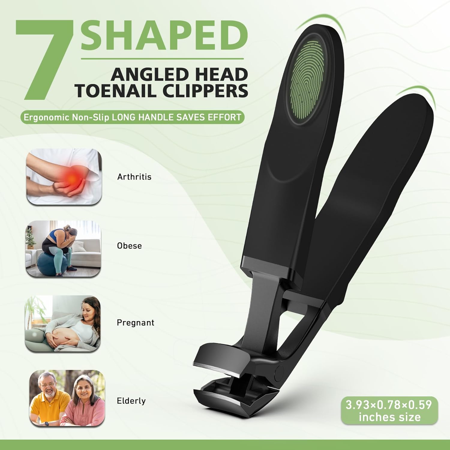 Baluca Large Black Angled Head Toe Nail Clippers for Men with Wide Jaw Catcher - Image 5