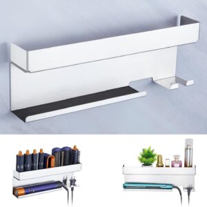 Hair Dryer Holder Wall Mount Hair Tool Organizer, Stainless Steel Hair Dryer Straightener Holder, Bathroom Blow Dryer Holder, Adhesive Curling Iron Holder, Hairdryer Holder Storage
